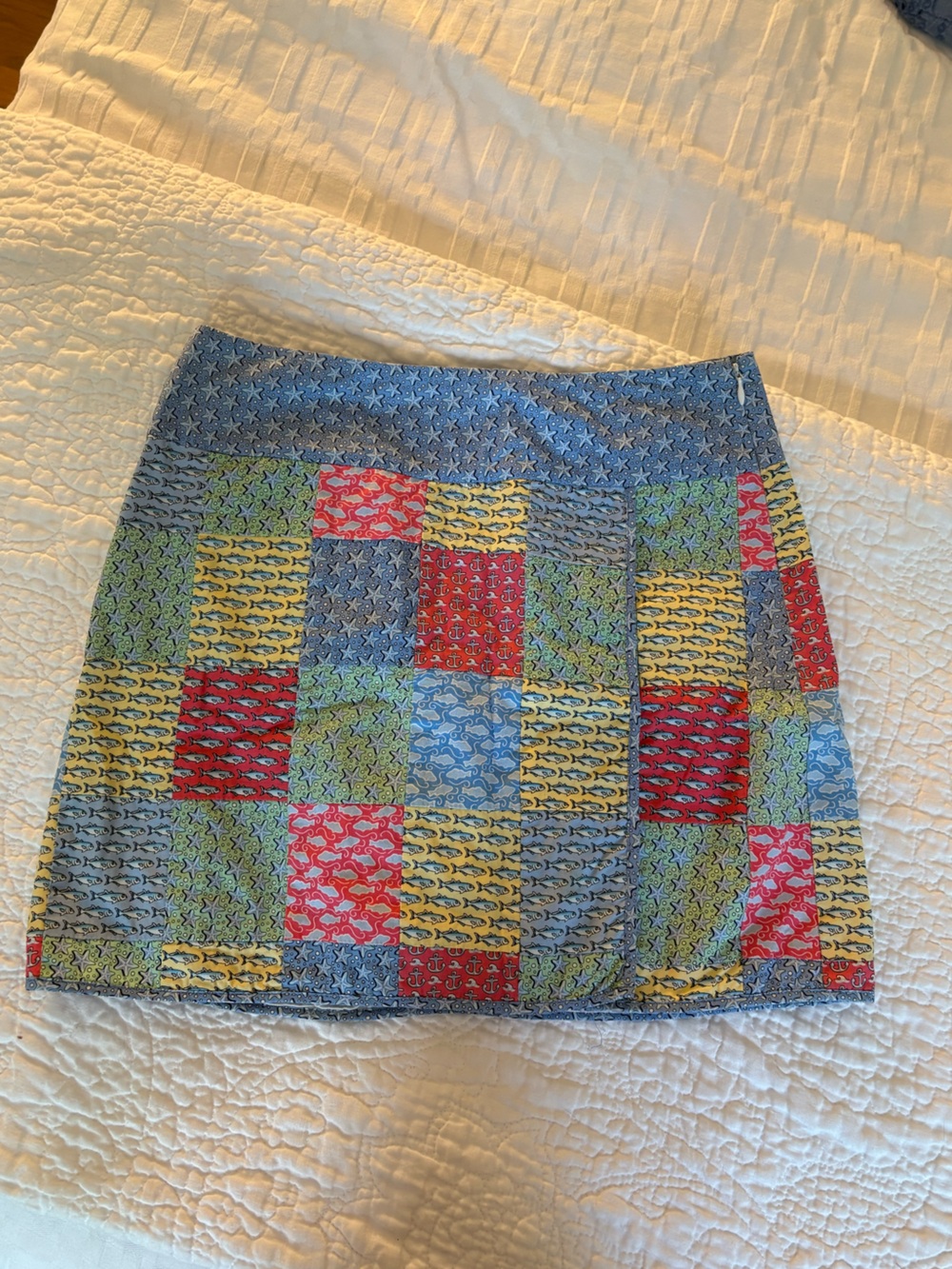 Vineyard Vines Patchwork Mini Skirt in Blue, Red, Yellow, Green